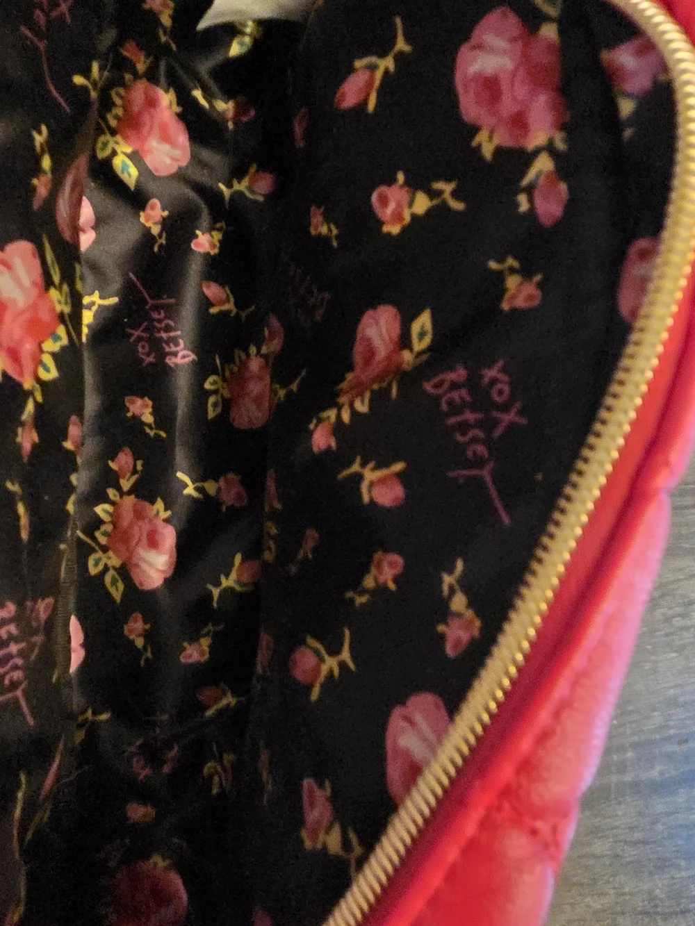 Pink Quilted Heart Bow Cosmetic Bag - Betsey Johnson. Never been used